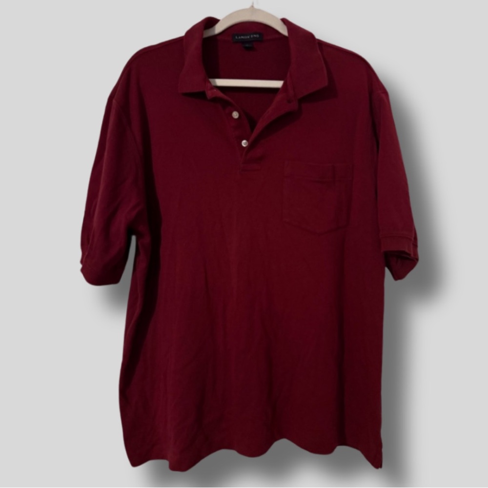 Lands' End Men's Deep Red Polo Shirt